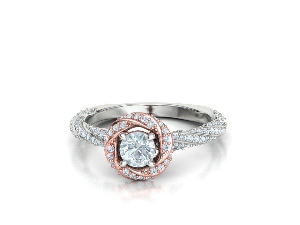 Twisted Engagement Ring with Half Carat Stone 3dmodel 3D print model_11