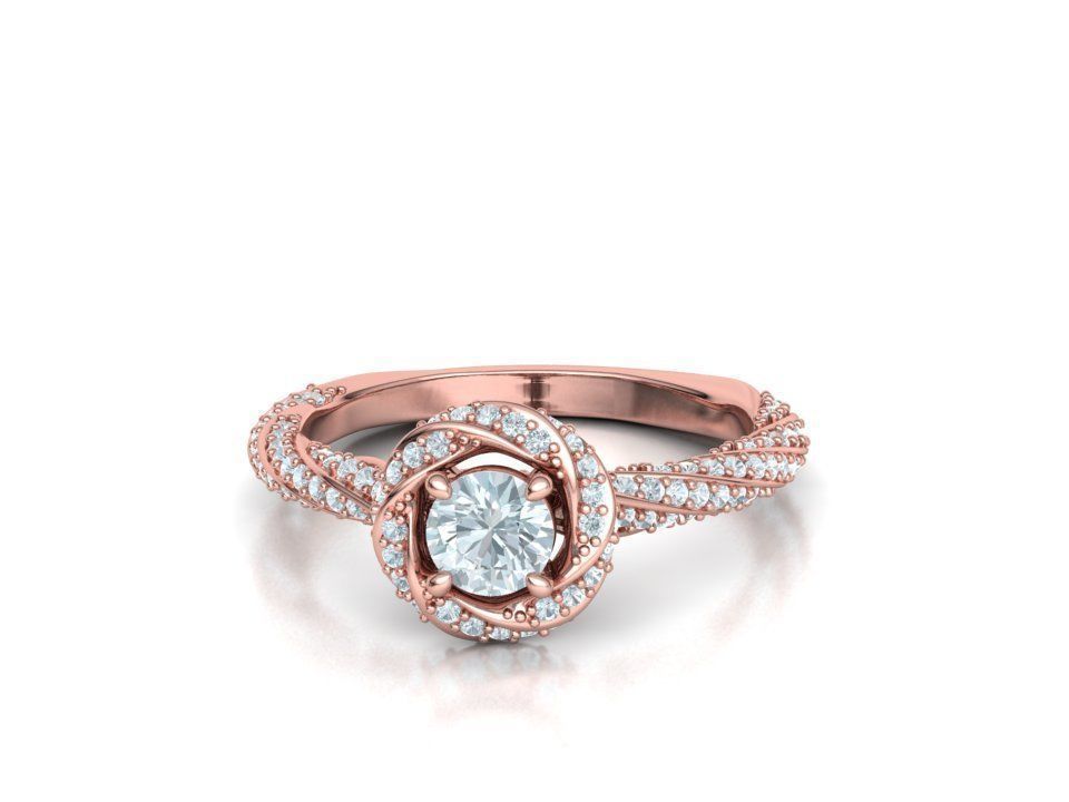 Twisted Engagement Ring with Half Carat Stone 3dmodel 3D print model_12