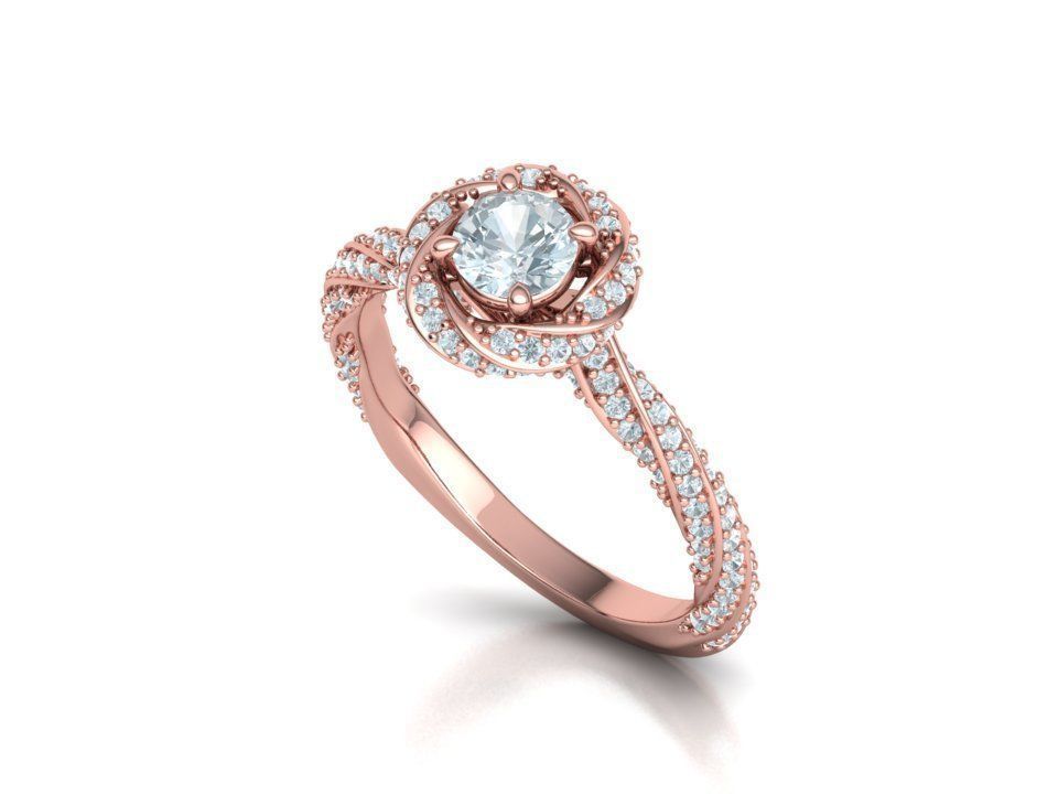 Twisted Engagement Ring with Half Carat Stone 3dmodel 3D print model_30