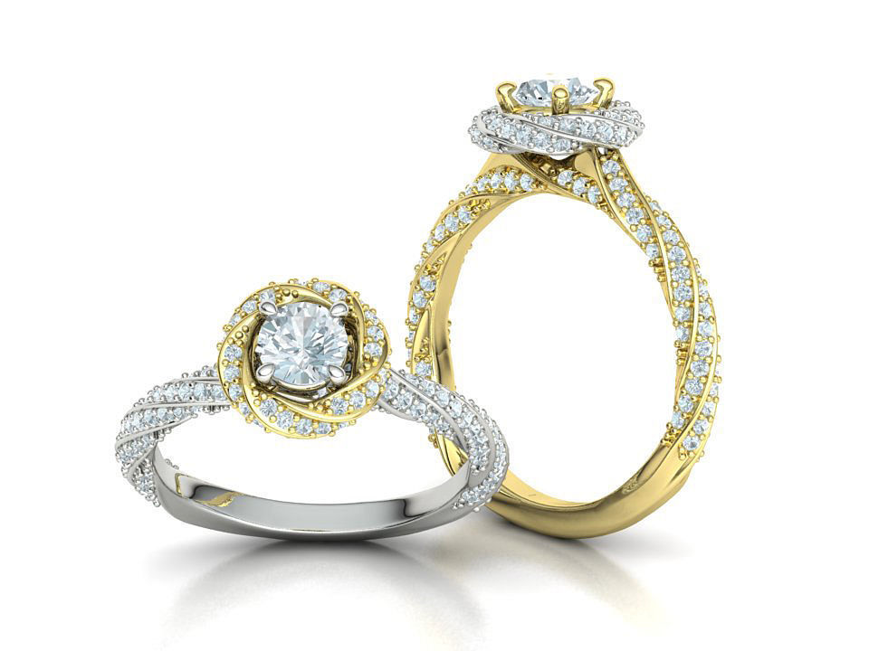 Twisted Engagement Ring with Half Carat Stone 3dmodel 3D print model_5