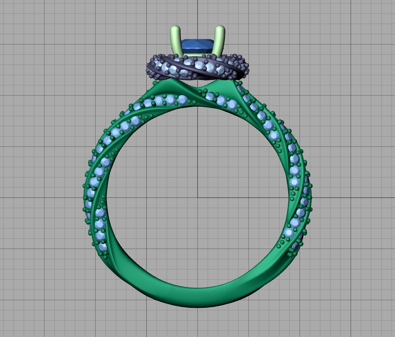 Twisted Engagement Ring with Half Carat Stone 3dmodel 3D print model_24