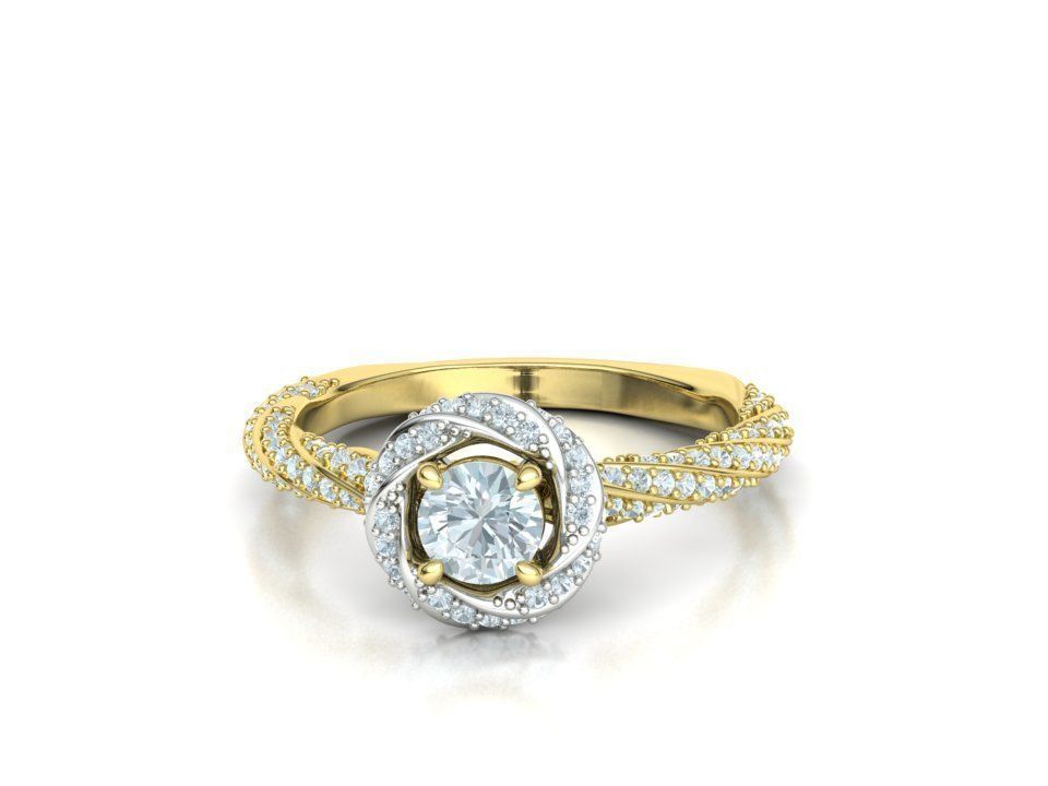 Twisted Engagement Ring with Half Carat Stone 3dmodel 3D print model_15