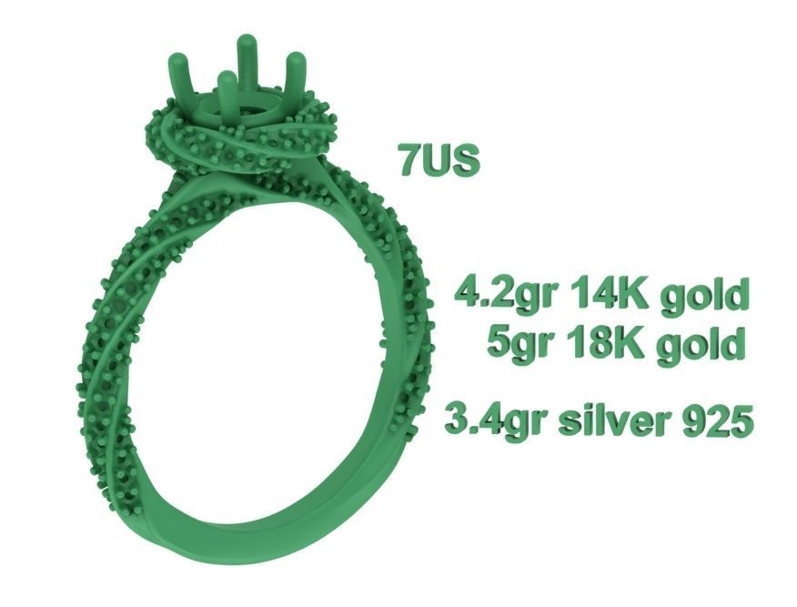 Twisted Engagement Ring with Half Carat Stone 3dmodel 3D print model_19