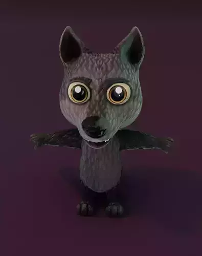 Cartoon Black Wolf Rigged 3D Model