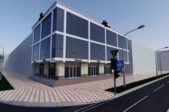 Exterior office building on corner of street