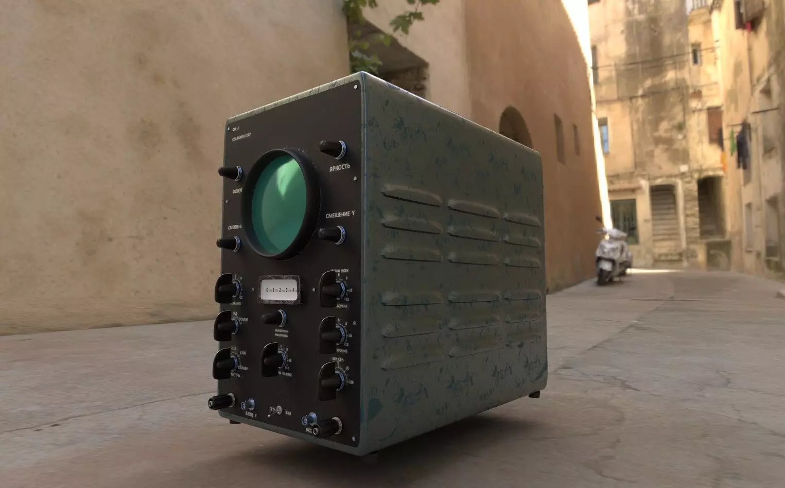 OLD LAMP OSCILLOGRAPH Low-poly 3D model_0