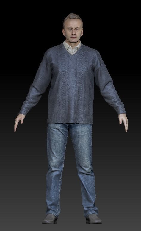 Man in sweater ready for animation 347 Low-poly 3D model_5