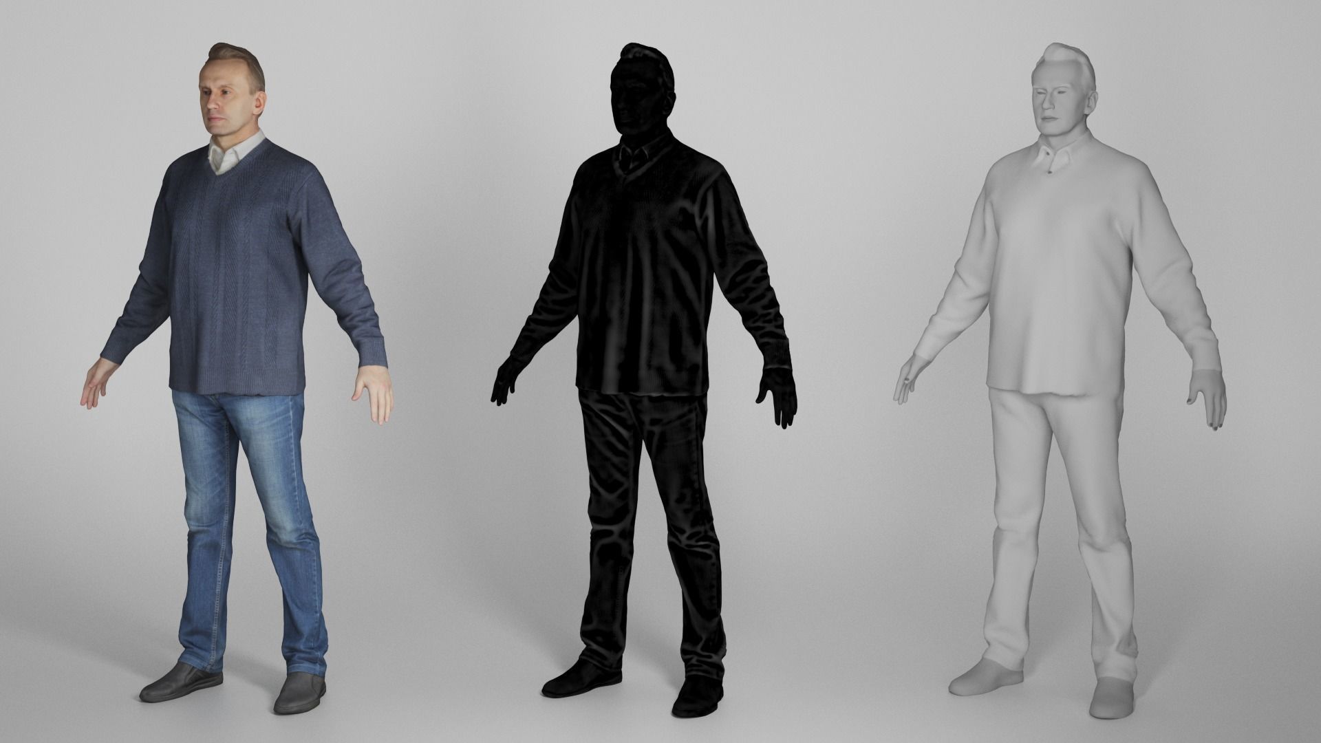 Man in sweater ready for animation 347 Low-poly 3D model_4