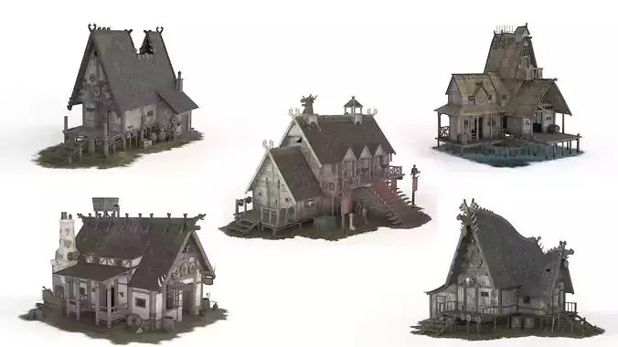 Viking Houses 3D Model Collection