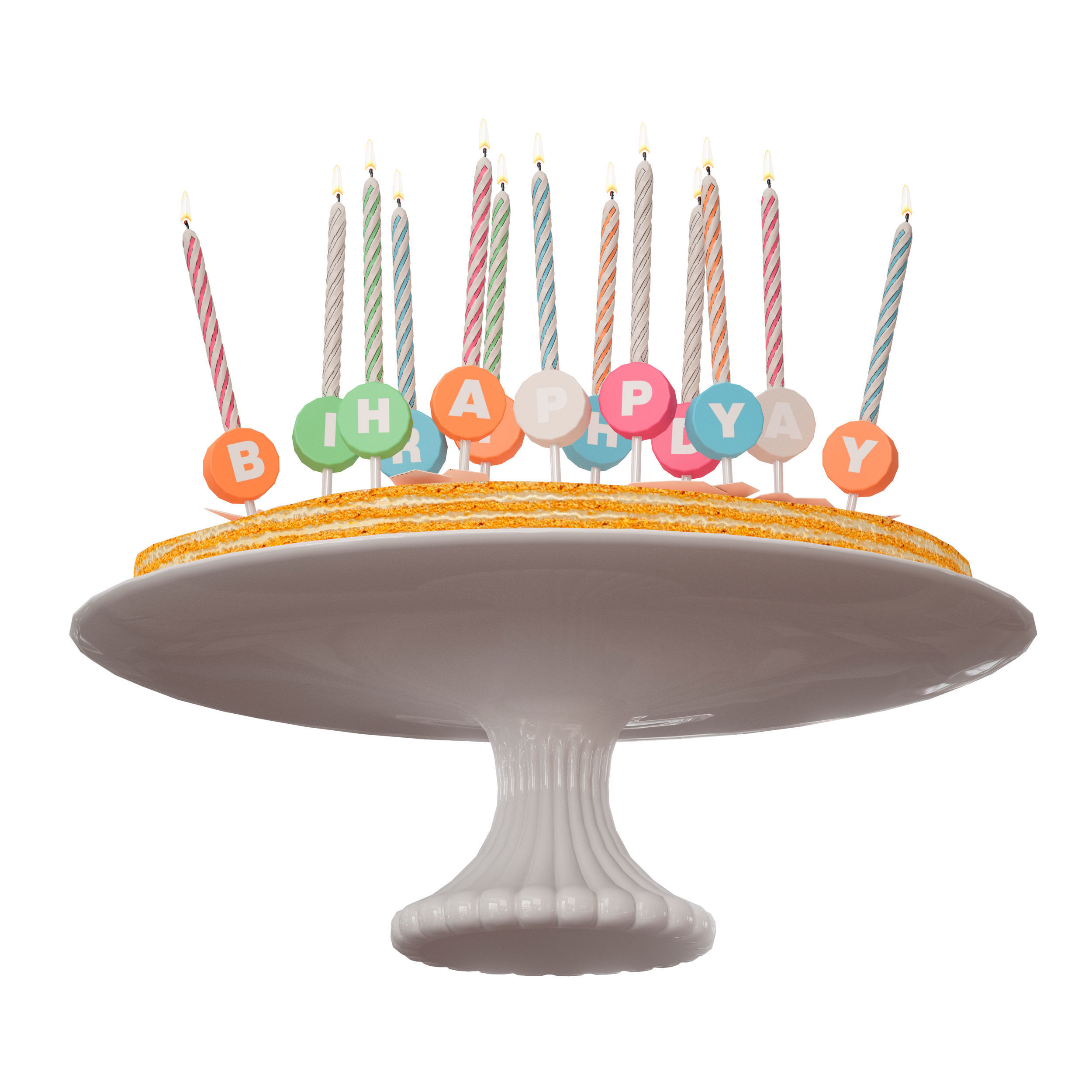 Birthday cake Happy Birthday 3D model_1