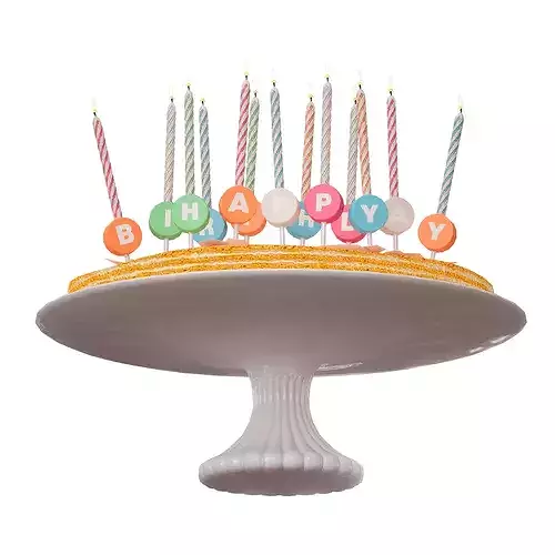 Birthday cake Happy Birthday 3D model 2