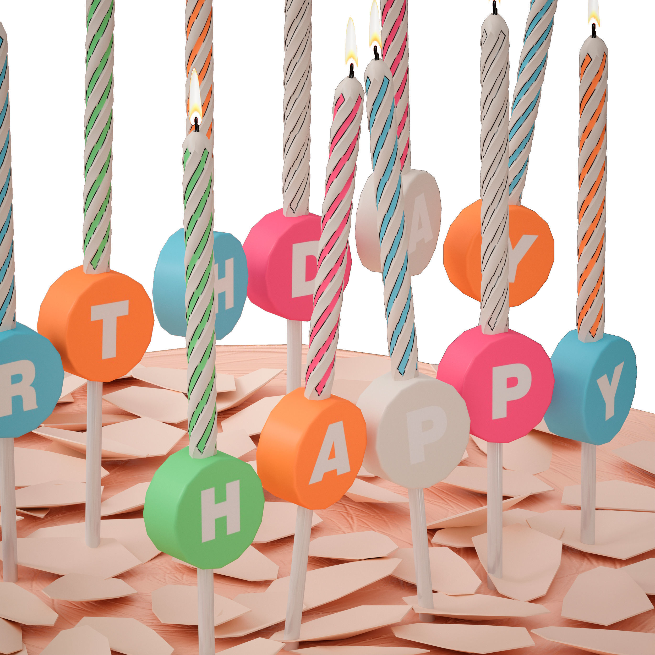 Birthday cake Happy Birthday 3D model_9