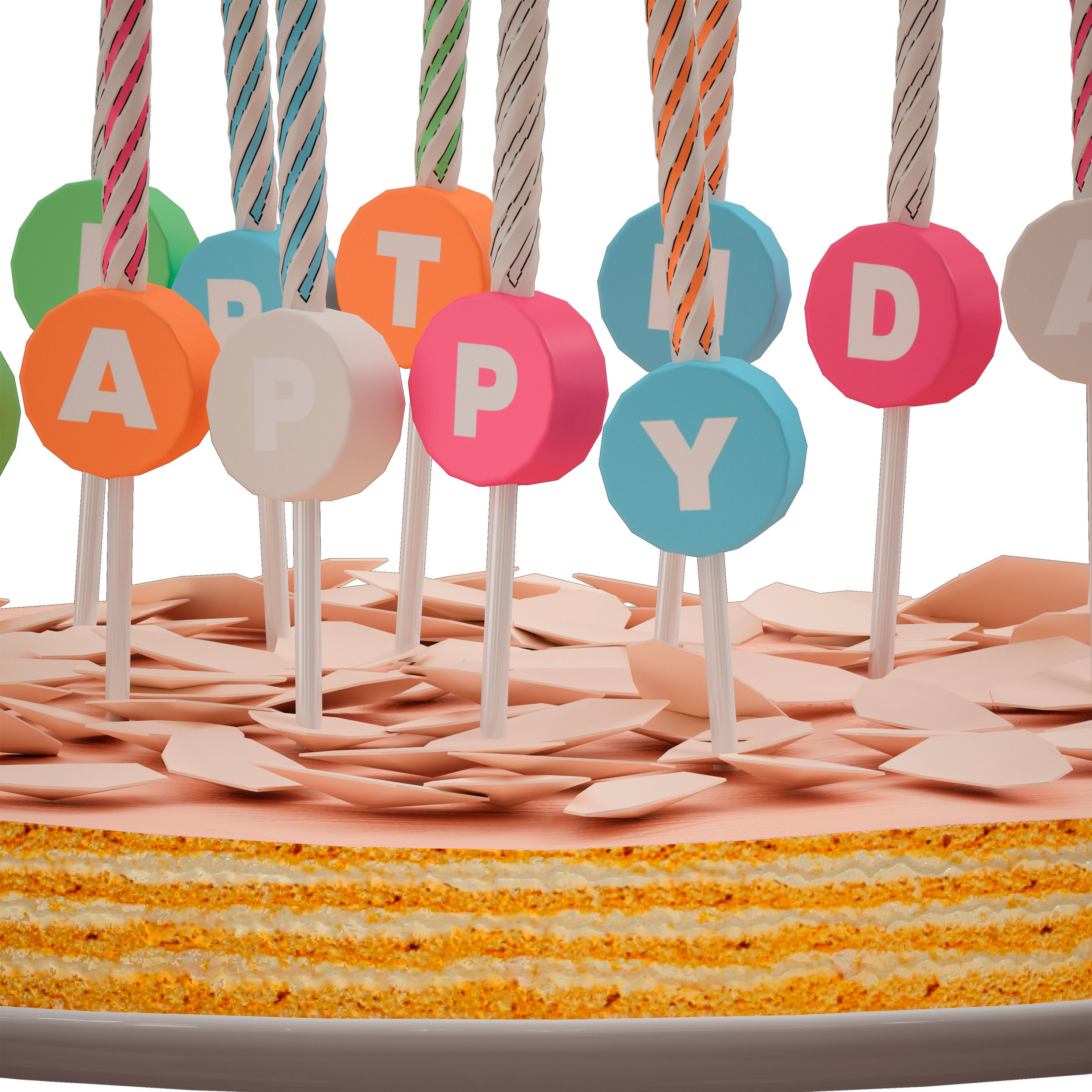 Birthday cake Happy Birthday 3D model_7