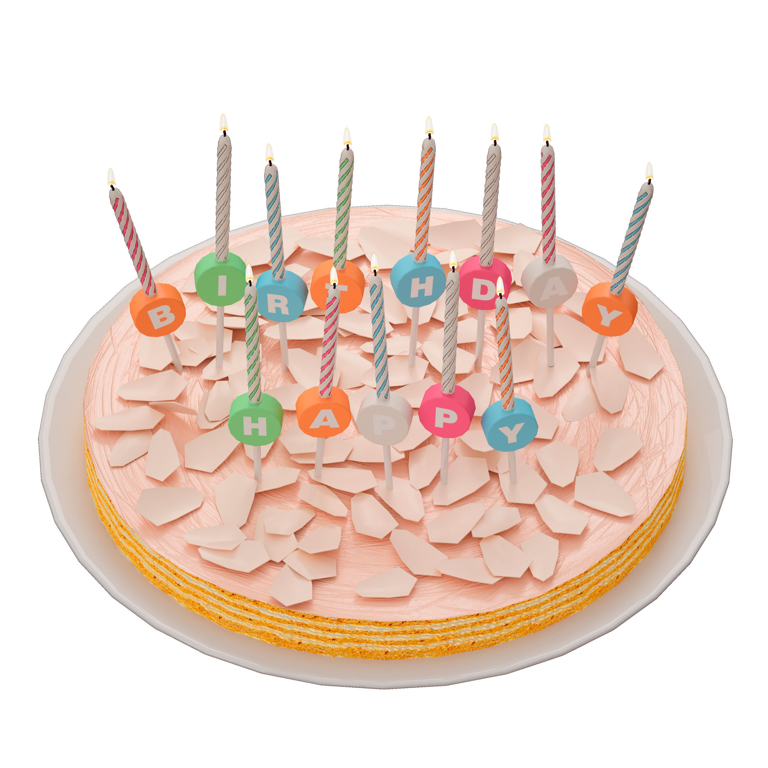 Birthday cake Happy Birthday 3D model_3