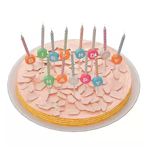 Birthday cake Happy Birthday 3D model 4