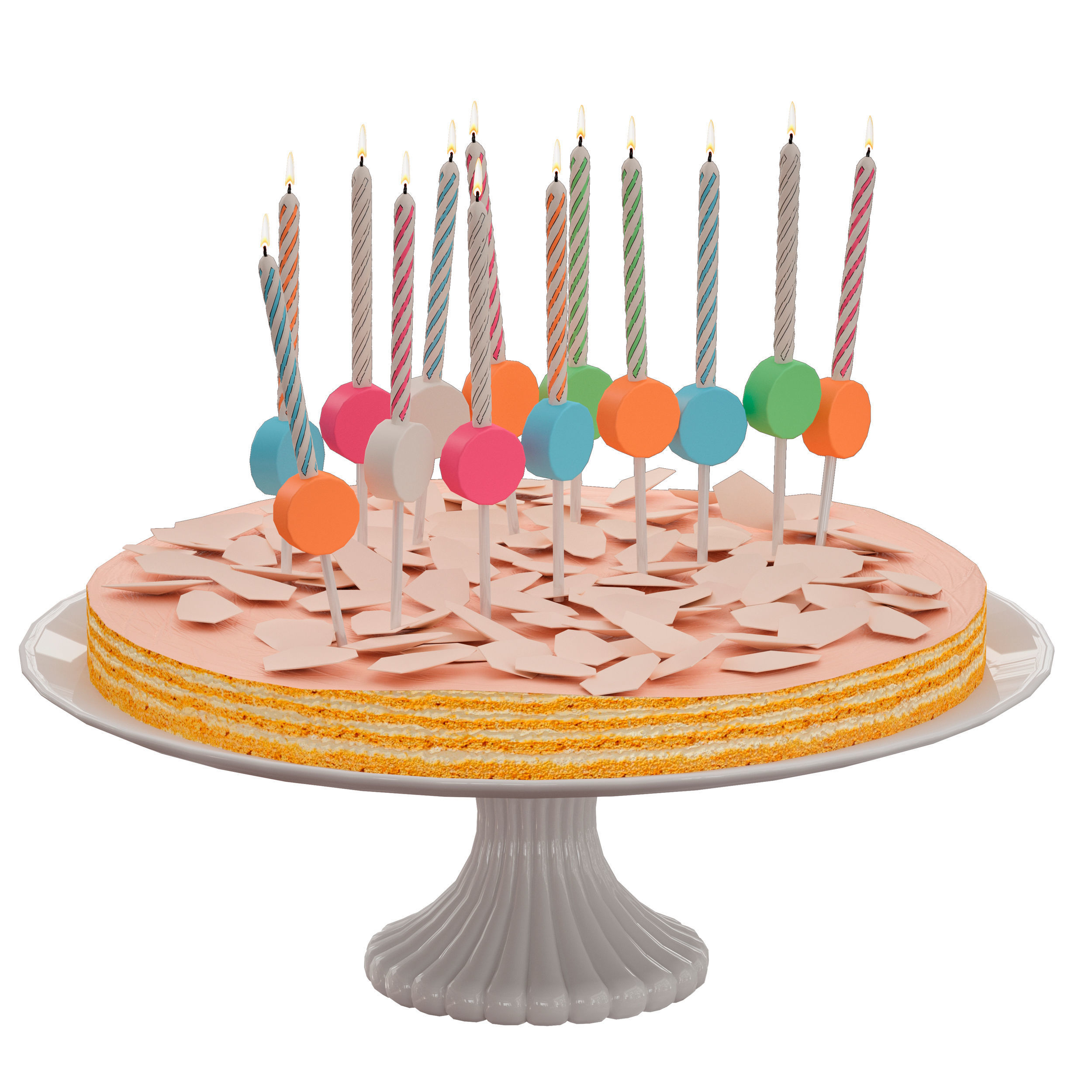 Birthday cake Happy Birthday 3D model_6