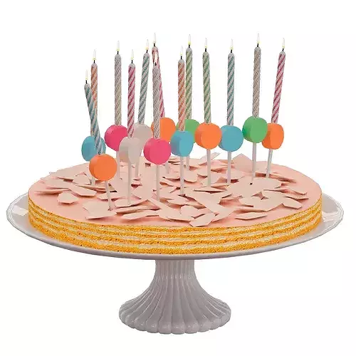 Birthday cake Happy Birthday 3D model 7