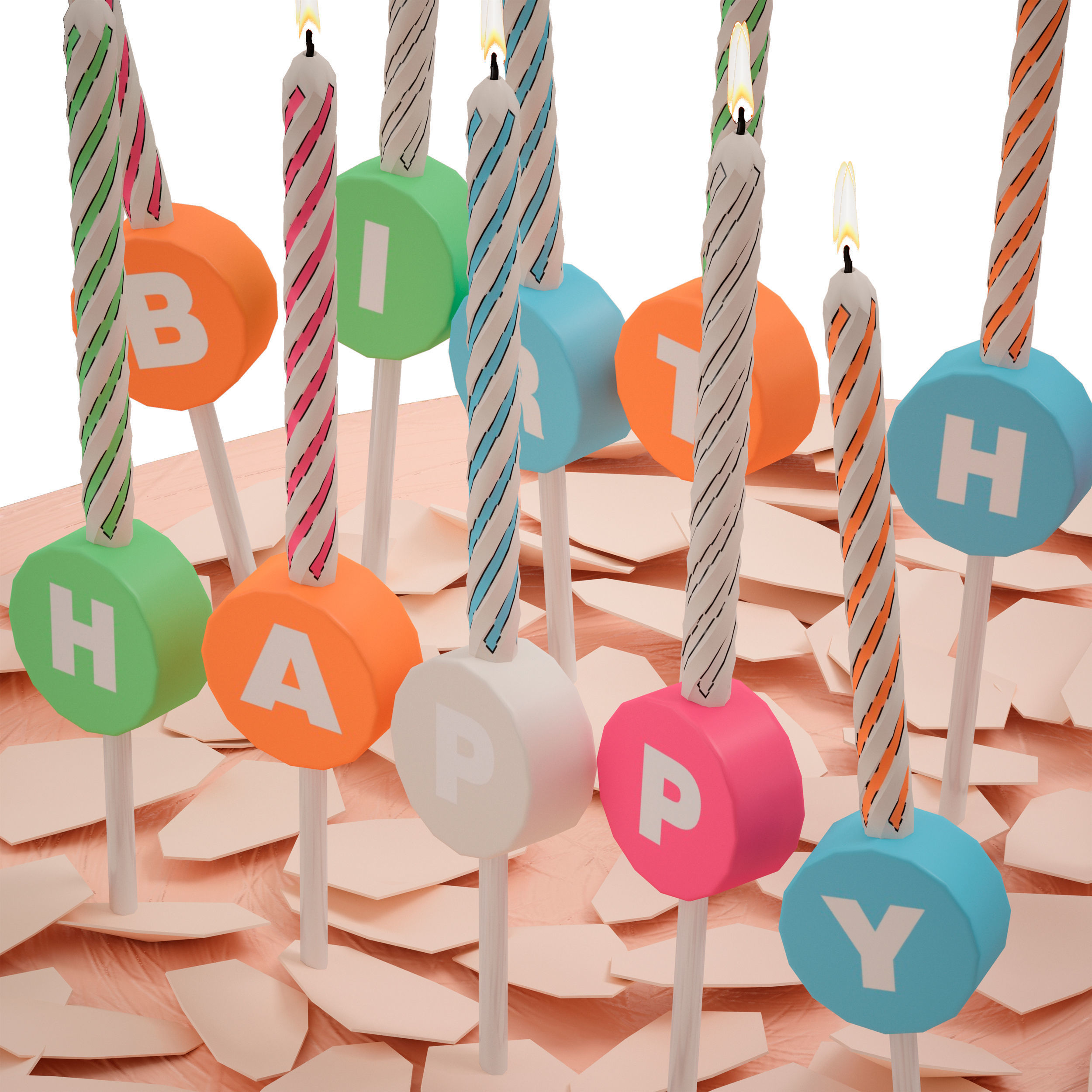 Birthday cake Happy Birthday 3D model_8