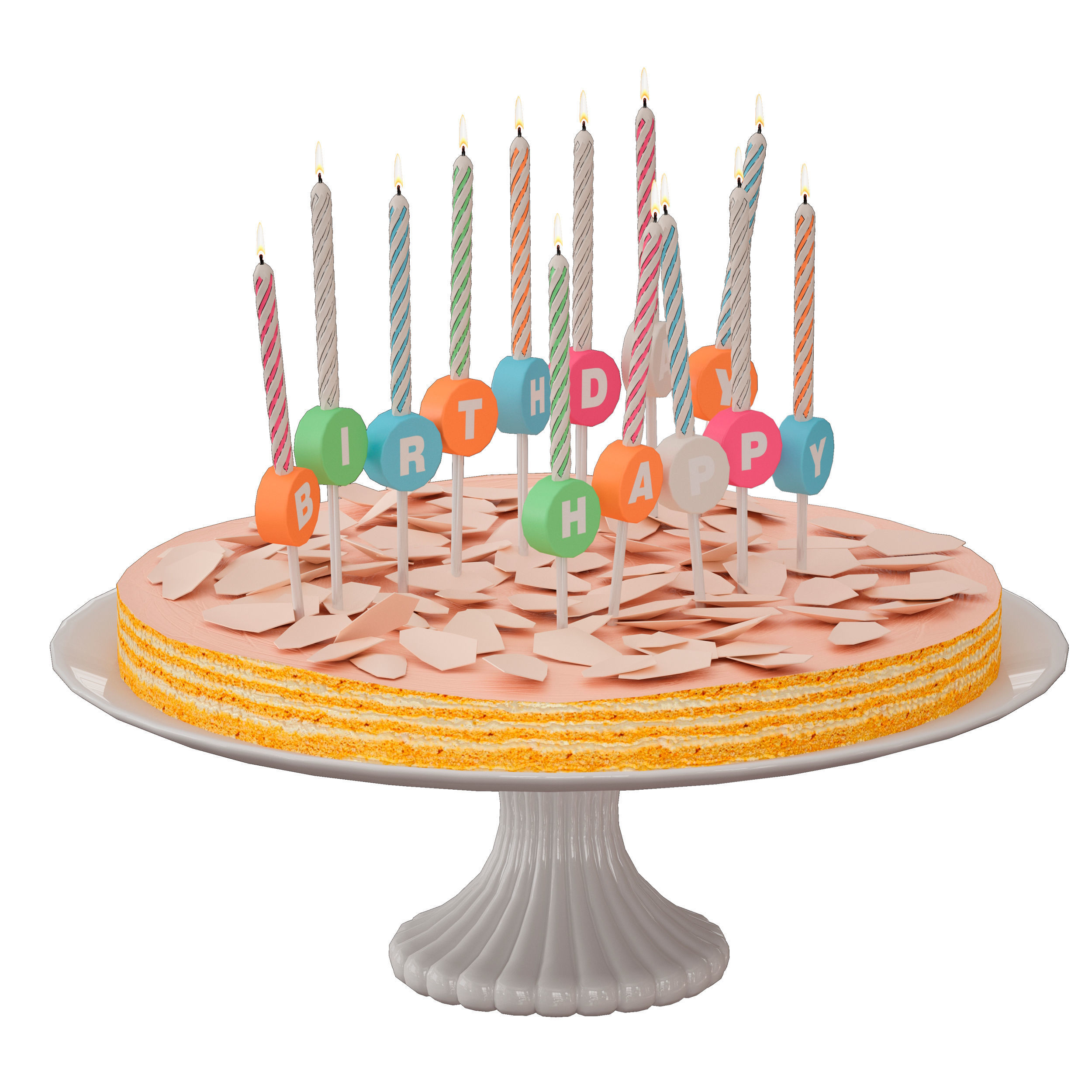 Birthday cake Happy Birthday 3D model_4