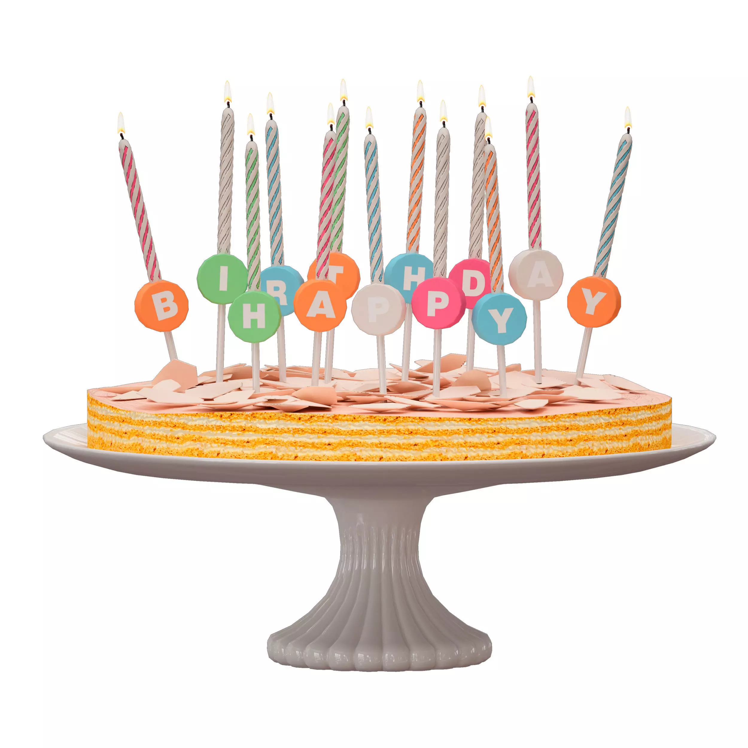 Birthday cake Happy Birthday 3D model_0