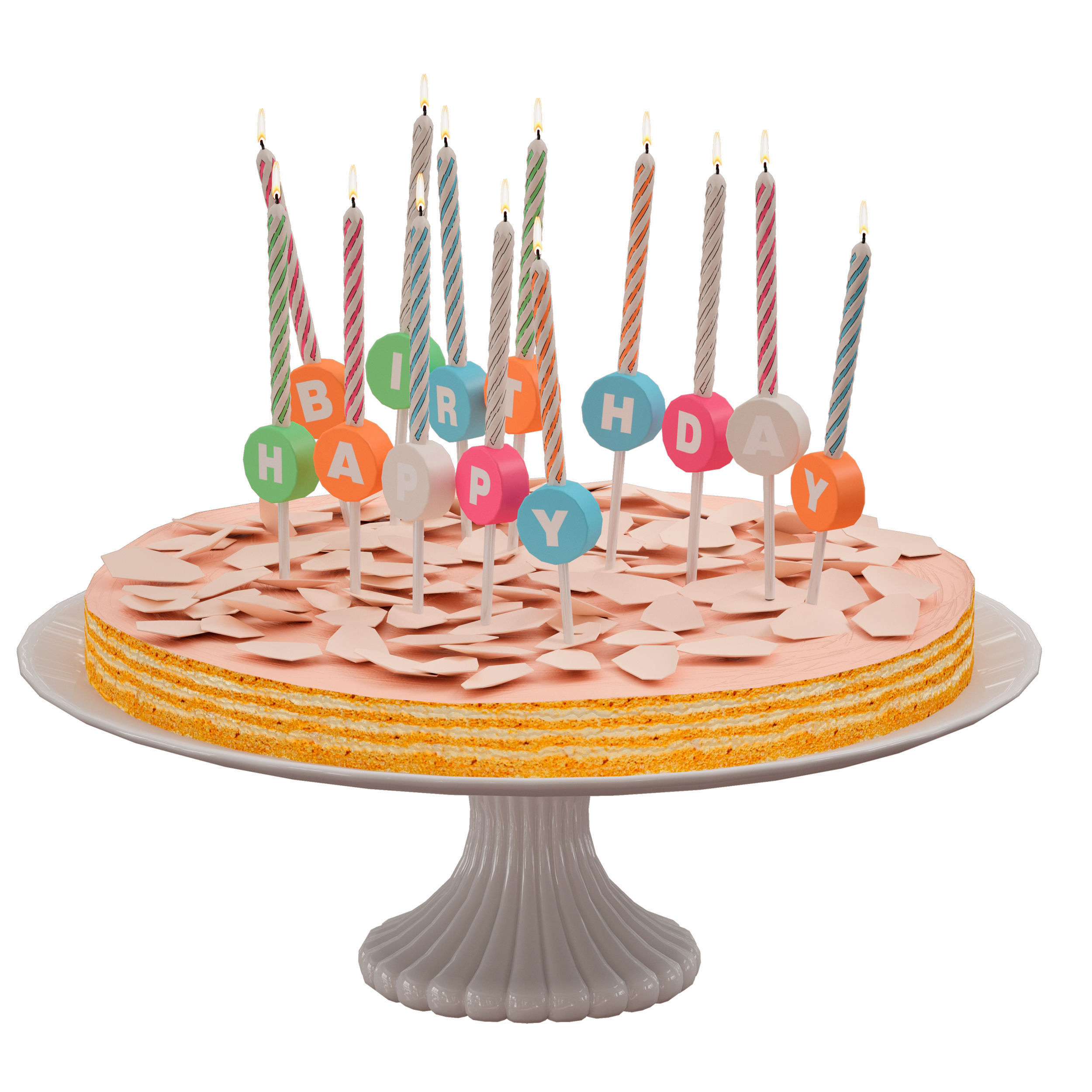 Birthday cake Happy Birthday 3D model_5