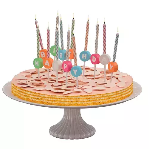 Birthday cake Happy Birthday 3D model 6