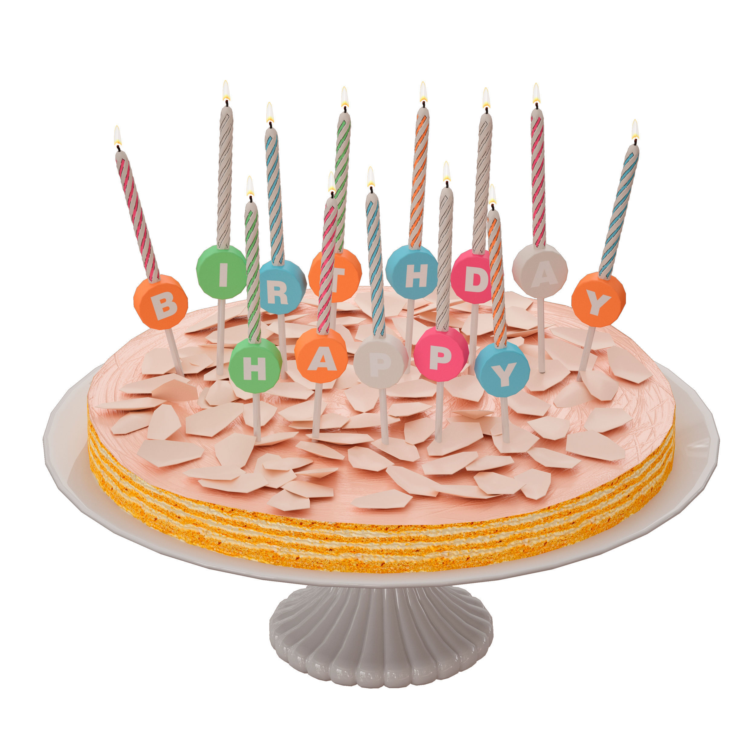 Birthday cake Happy Birthday 3D model_2