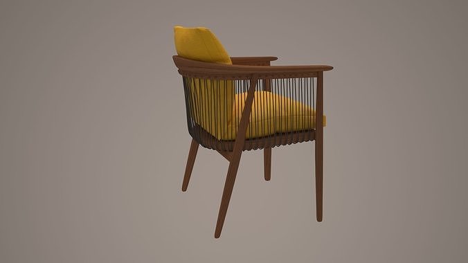 CHAIR wooden with cushion Free 3D print model