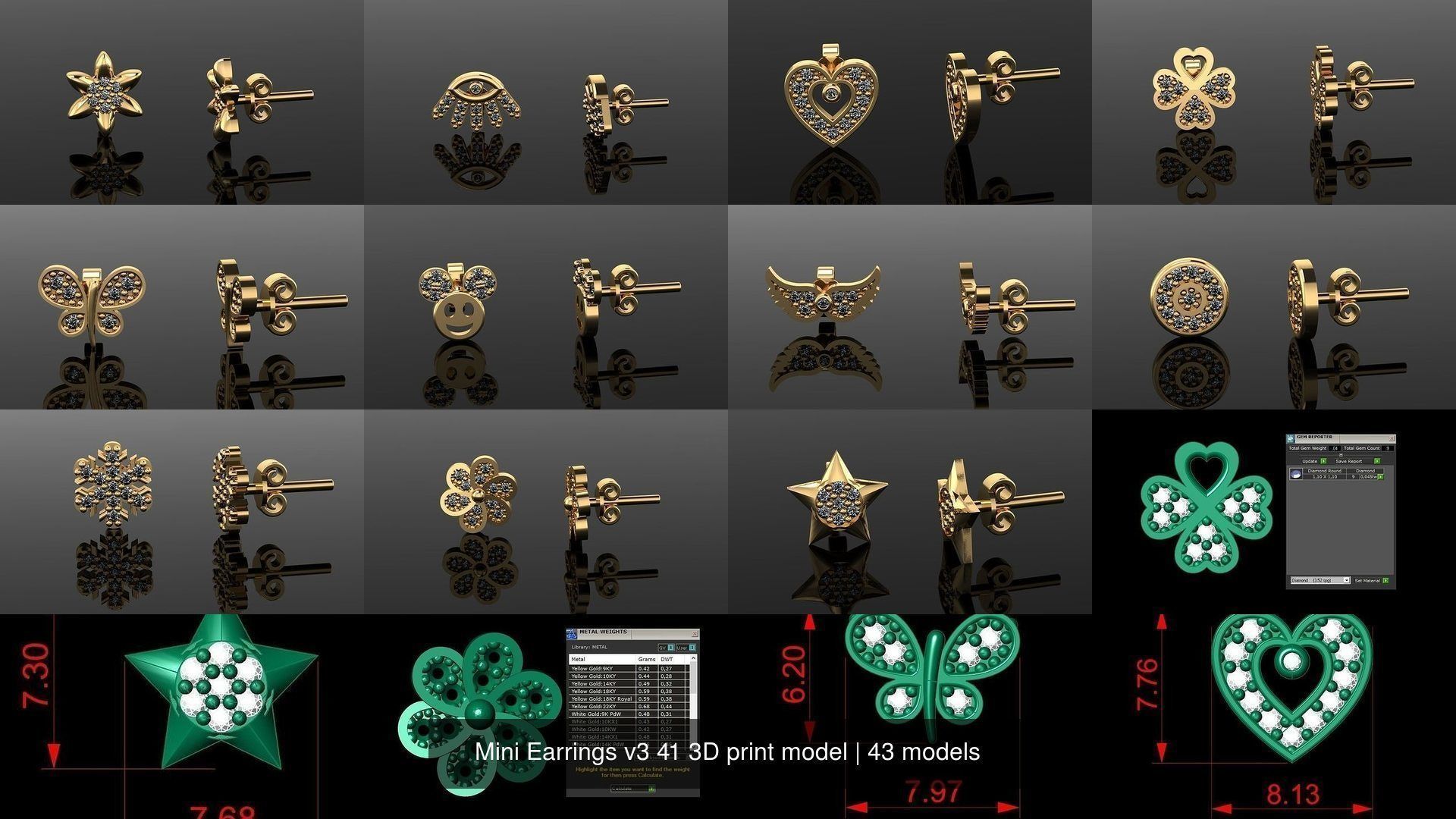 Mini Earrings v3 41 3D print model 3D Model Collection_4