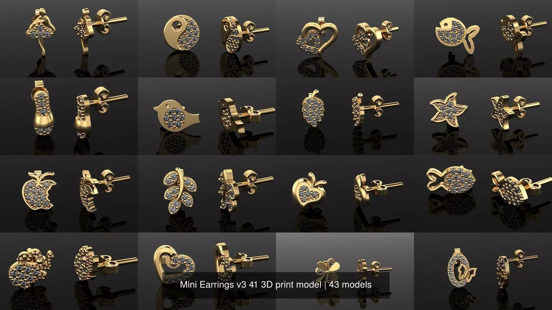 Mini Earrings v3 41 3D print model 3D Model Collection_0