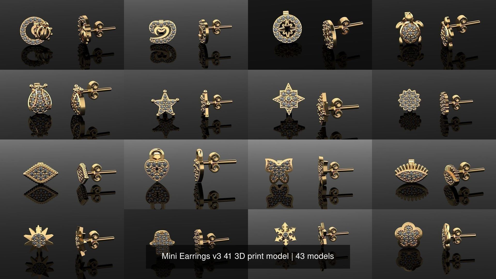 Mini Earrings v3 41 3D print model 3D Model Collection_2