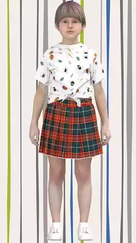 Kid Girls Pleated Skirt and t-shirt
