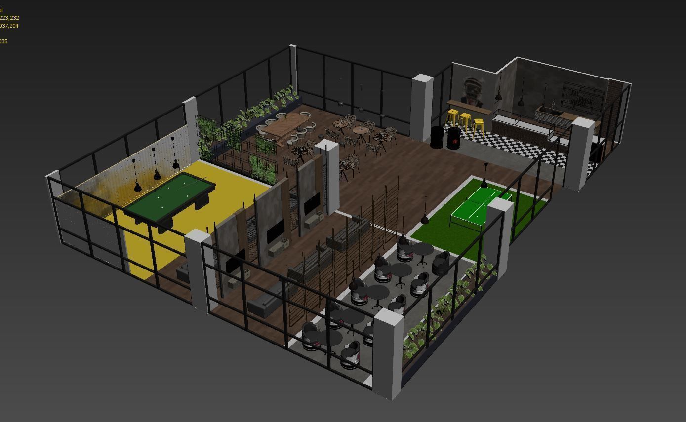 Go-Kart Cafe Restaurant 3D model_9