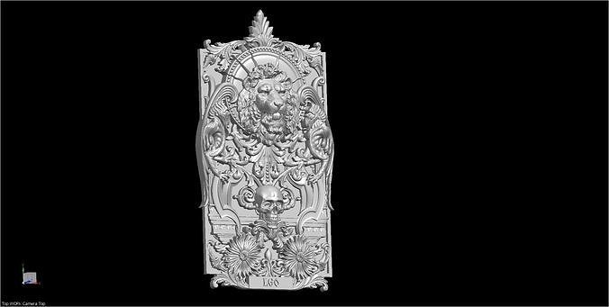 LION Skull and Leo Sign Relief 3D model