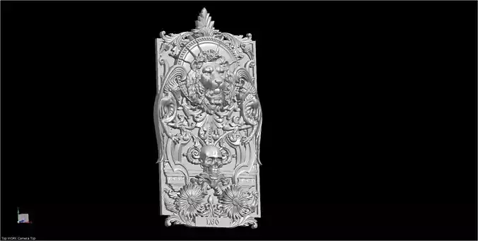 LION Skull and Leo Sign Relief 3D model