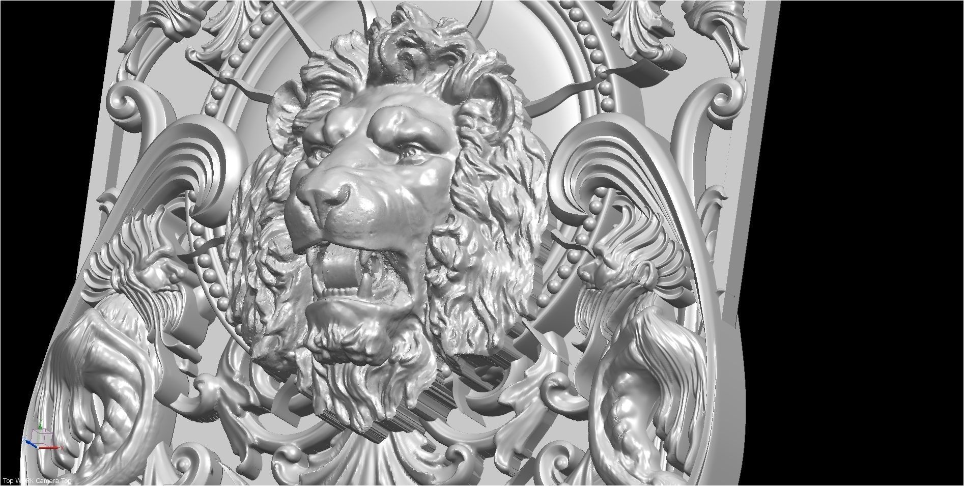 LION Skull and Leo Sign Relief 3D model_9