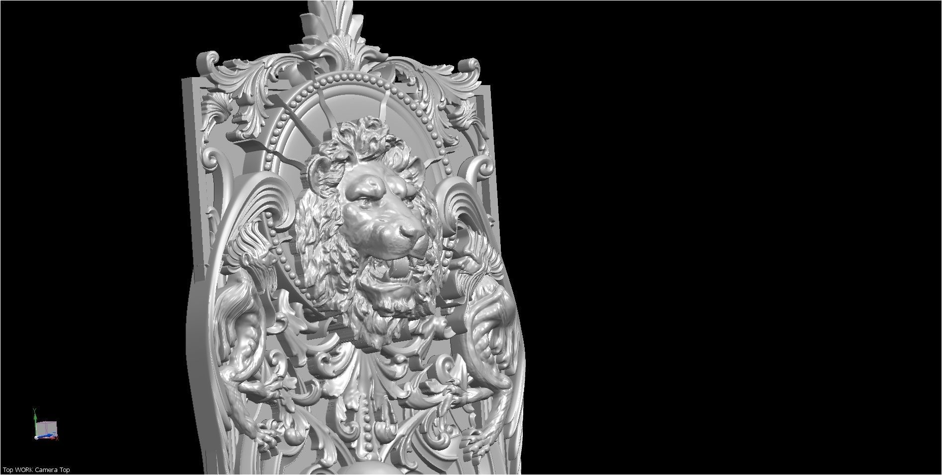 LION Skull and Leo Sign Relief 3D model_1