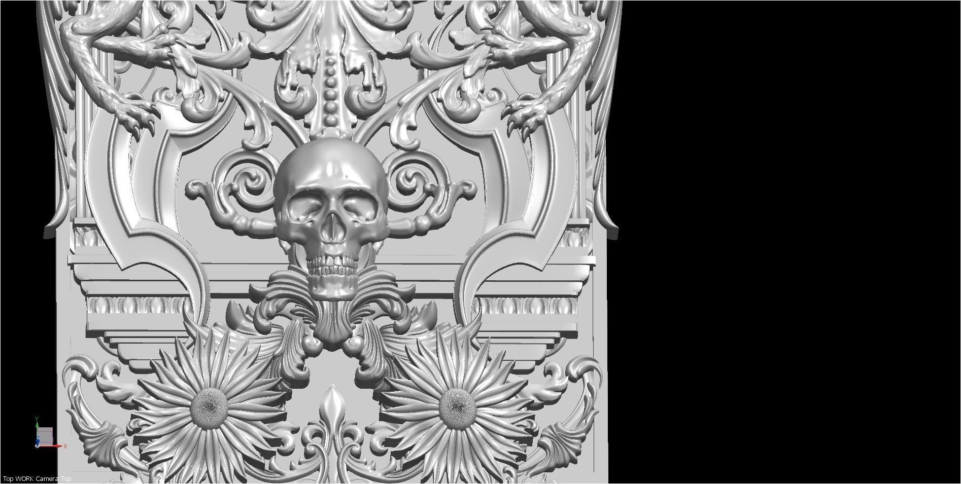 LION Skull and Leo Sign Relief 3D model_8