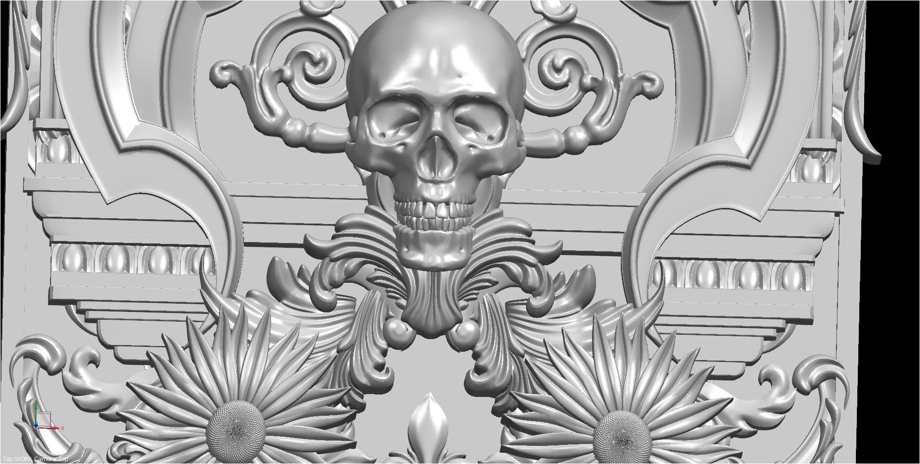 LION Skull and Leo Sign Relief 3D model_4