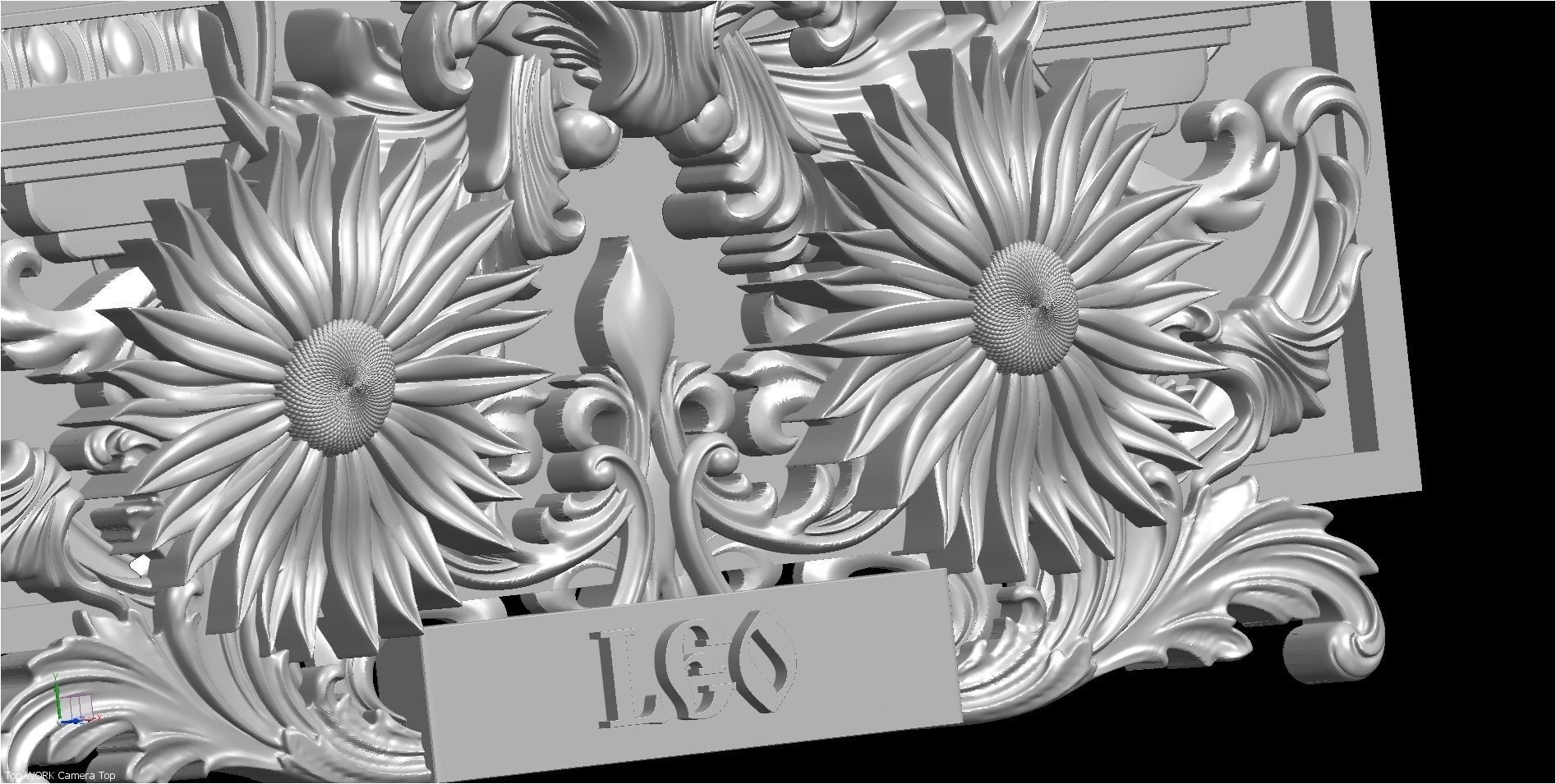 LION Skull and Leo Sign Relief 3D model_5