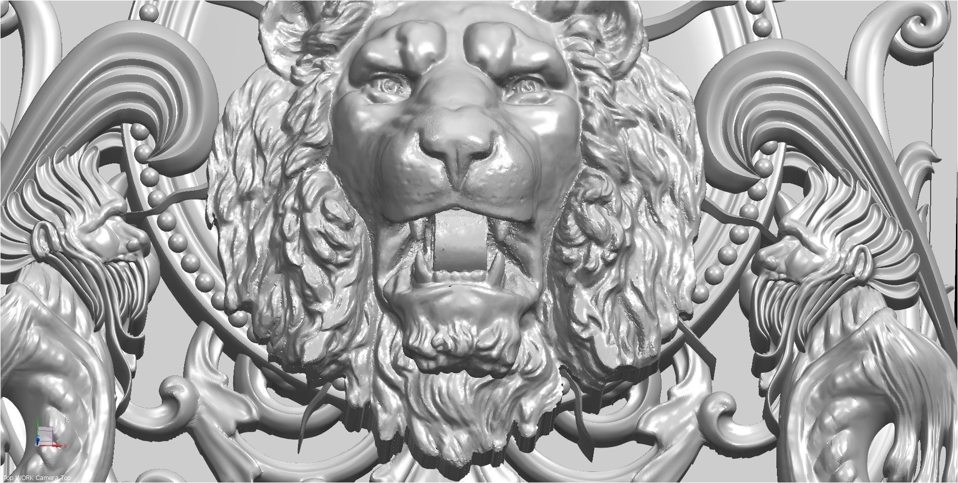 LION Skull and Leo Sign Relief 3D model_3