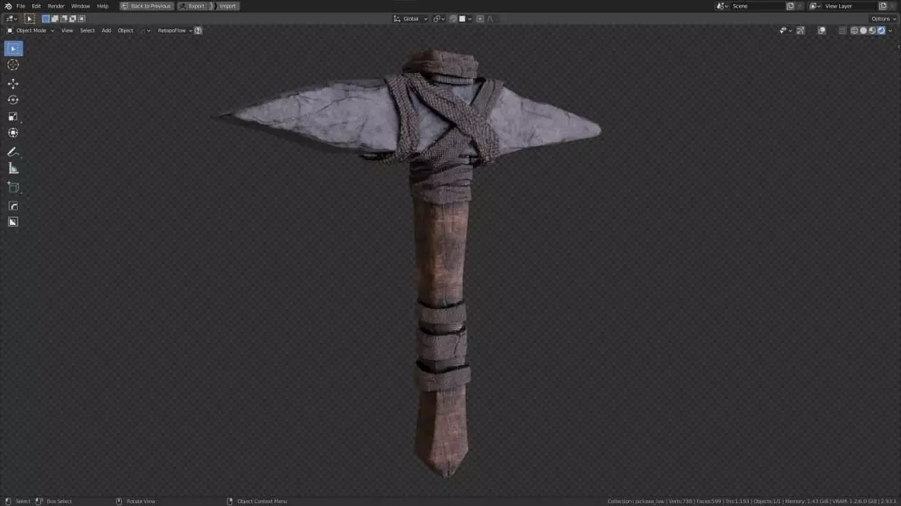Pickaxe Game-ready model axe Free low-poly 3D model_0