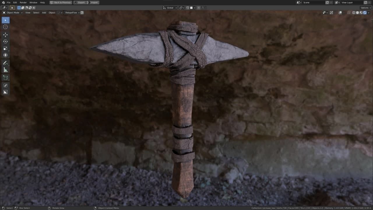 Pickaxe Game-ready model axe Free low-poly 3D model_2
