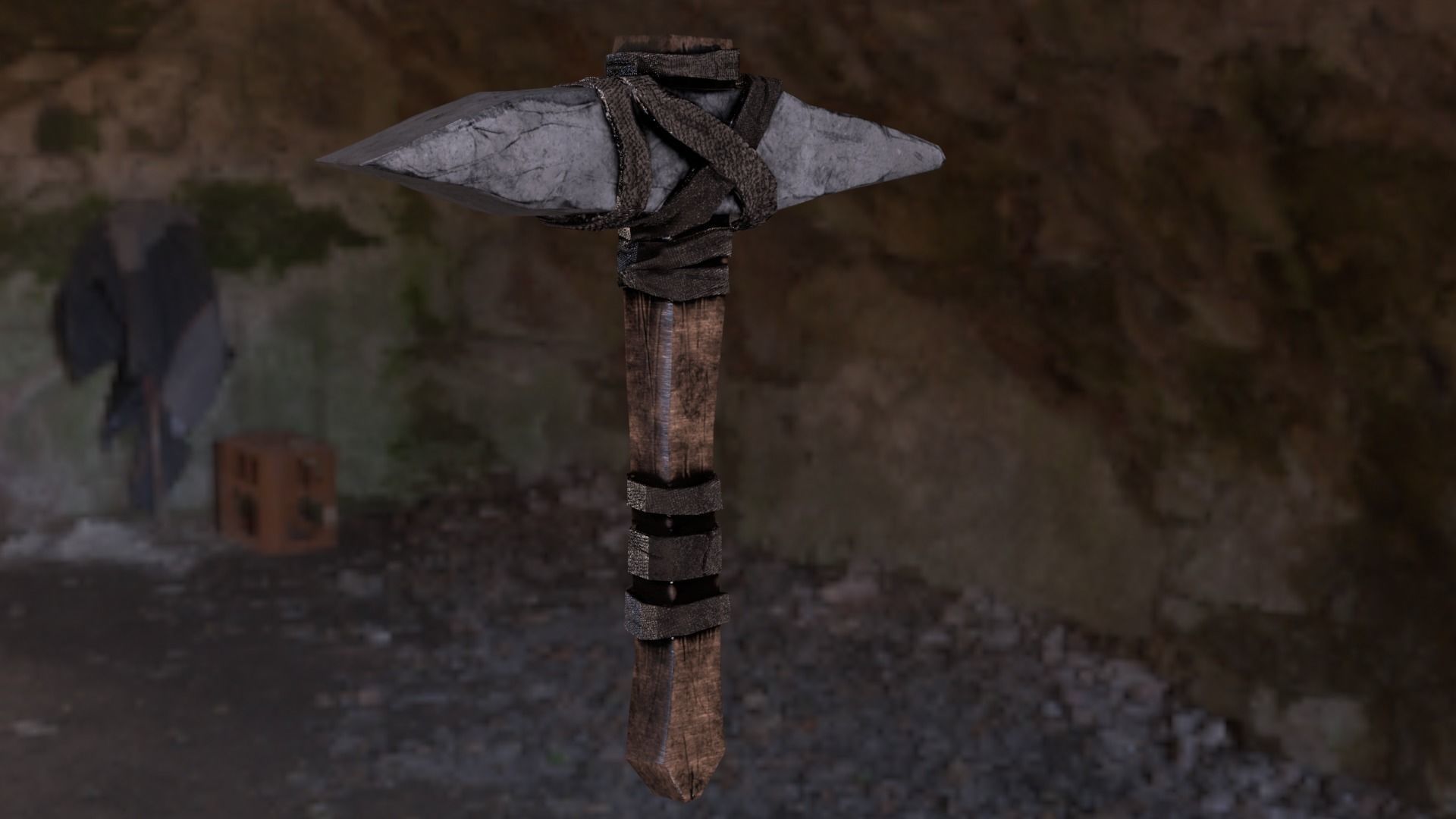 Pickaxe Game-ready model axe Free low-poly 3D model_3