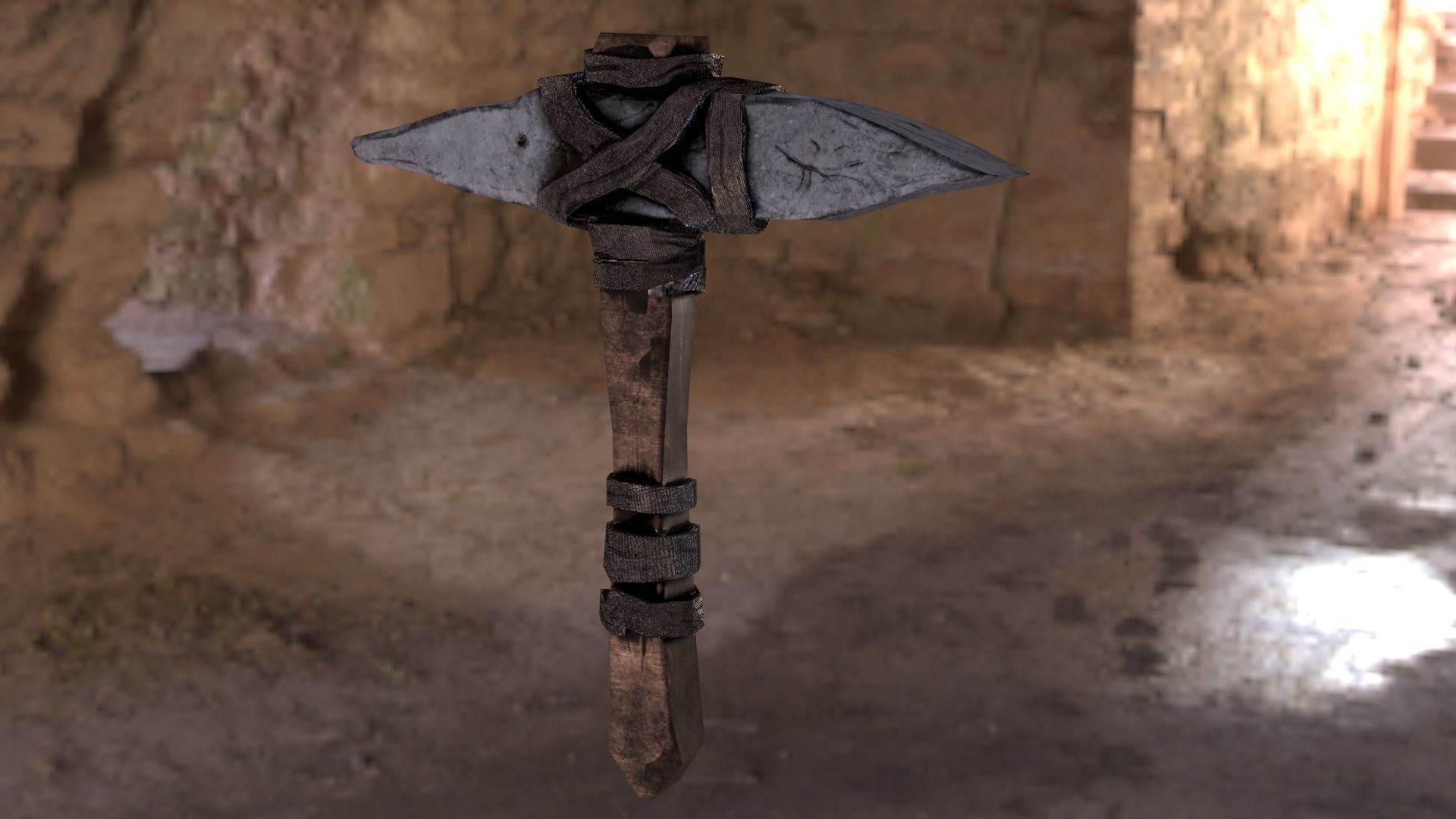 Pickaxe Game-ready model axe Free low-poly 3D model_4