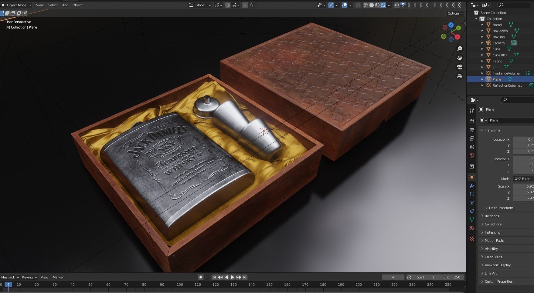 Steel Alcohol Bottle And Box Low-poly 3D model_22