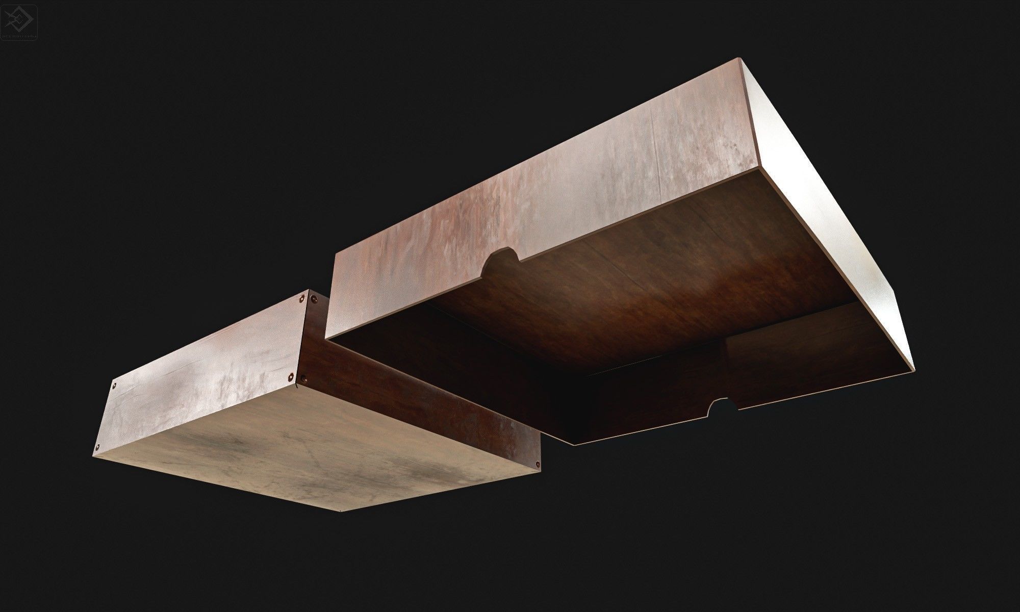 Steel Alcohol Bottle And Box Low-poly 3D model_10