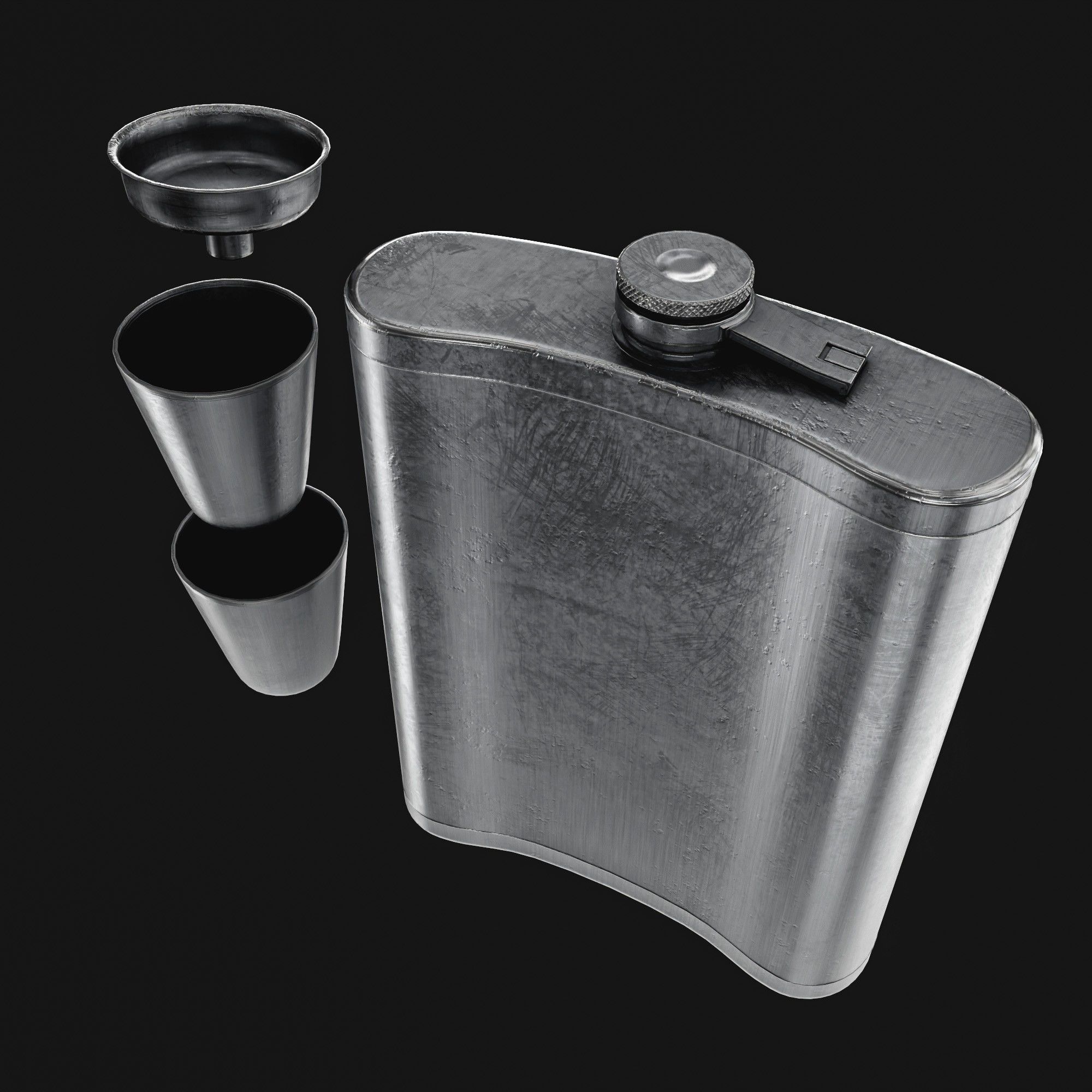 Steel Alcohol Bottle And Box Low-poly 3D model_11