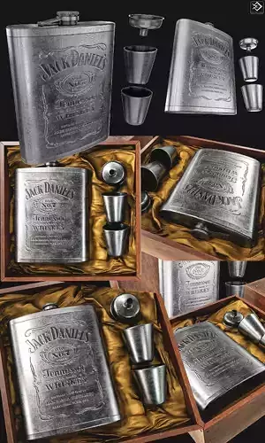 Steel Alcohol Bottle And Box