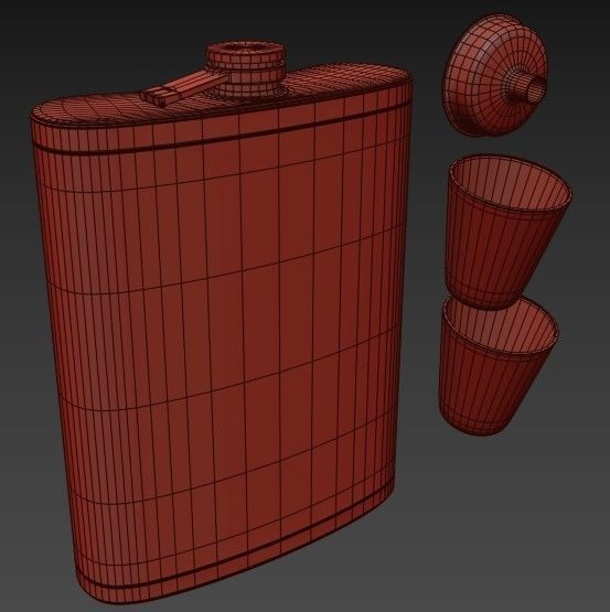 Steel Alcohol Bottle And Box Low-poly 3D model_24